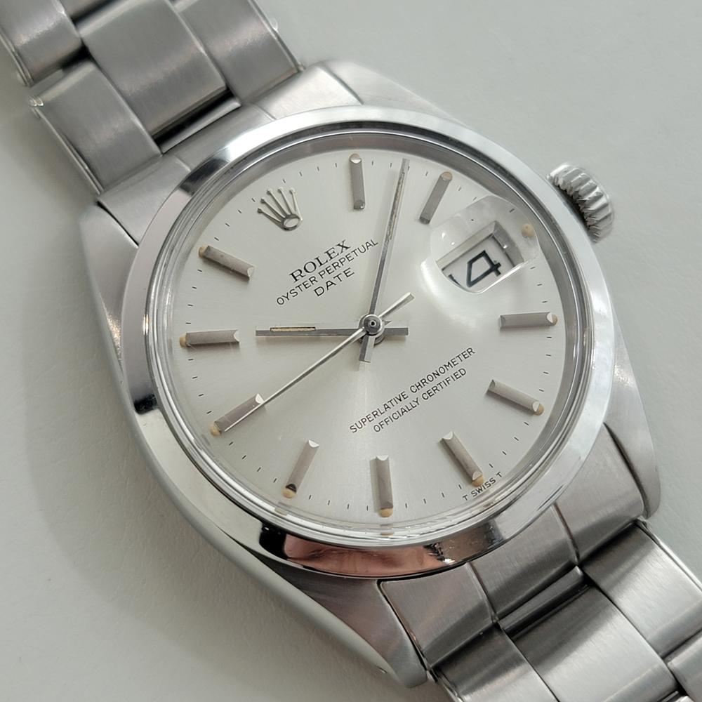 Rolex Oyster Perpetual Date 1500 35mm Mens Automatic 1970s All Original RA607 In Excellent Condition For Sale In Beverly Hills, CA