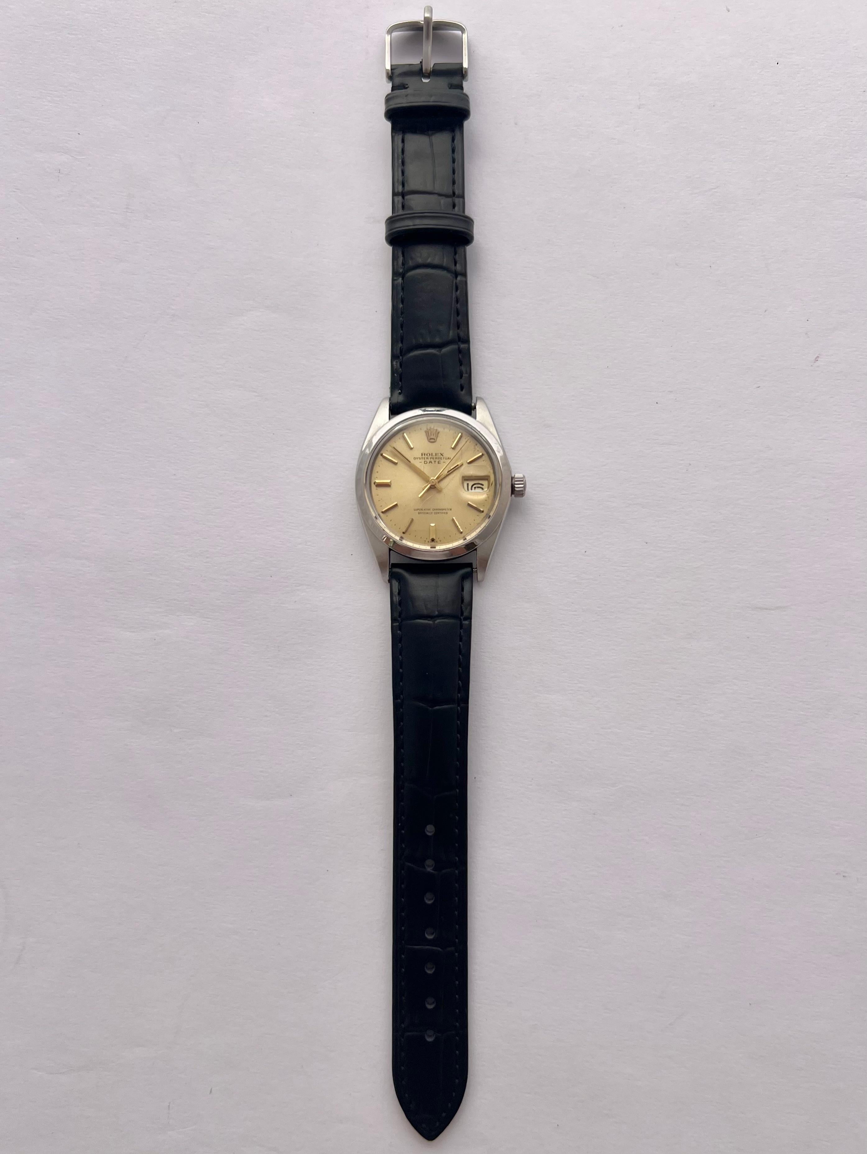 Rolex Oyster Perpetual Date 1500 Automatic Original Champagne Dial Watch For Sale 3