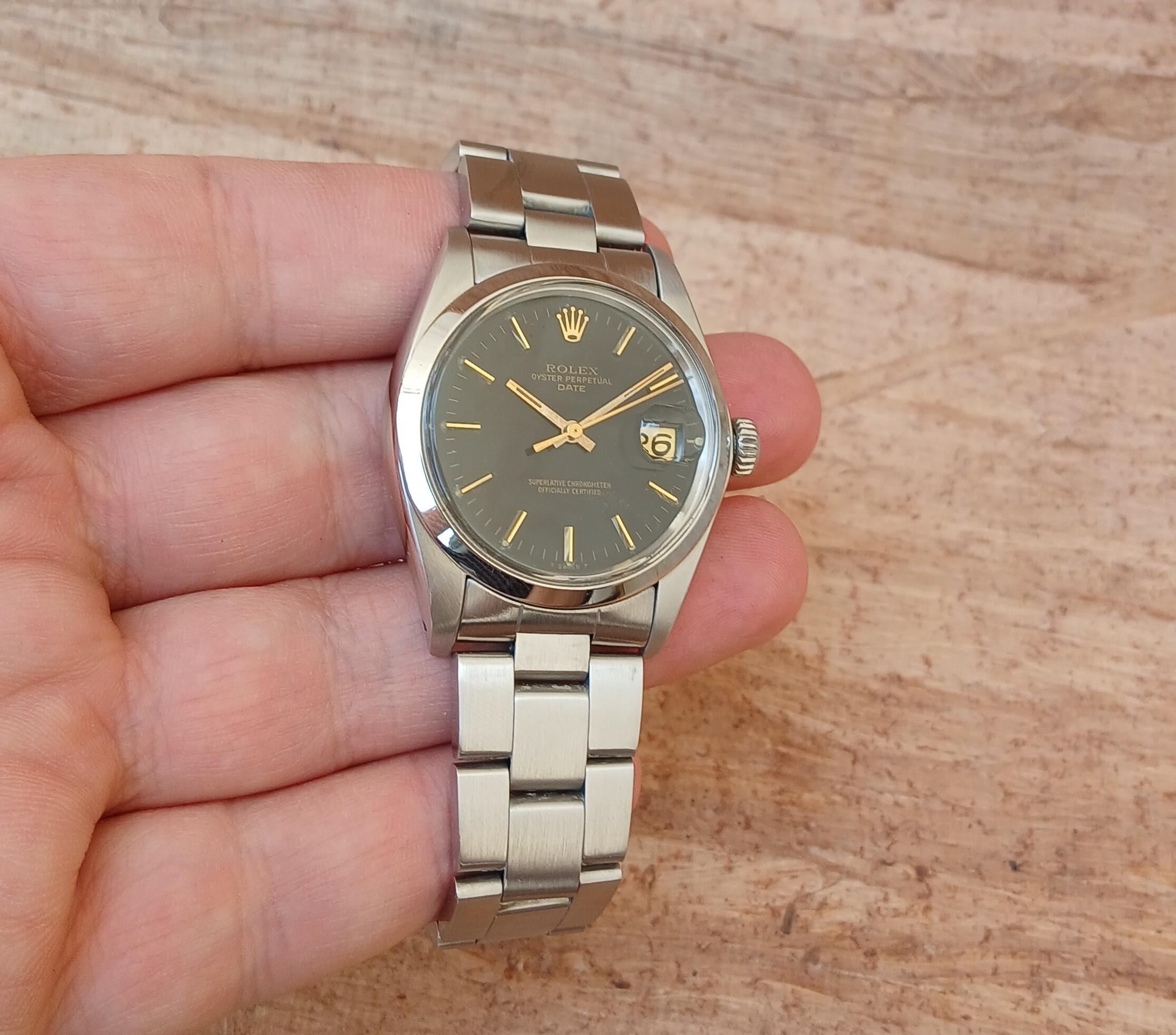 Reloj Rolex Oyster Perpetual Date 1500 Esfera Negra Automático Acero Hombre en venta 10
