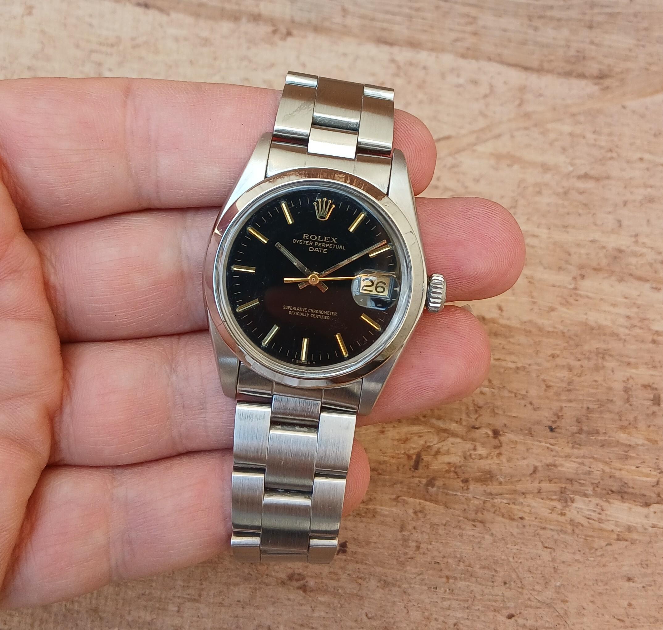 Reloj Rolex Oyster Perpetual Date 1500 Esfera Negra Automático Acero Hombre en Bueno estado para la venta en Toronto, CA