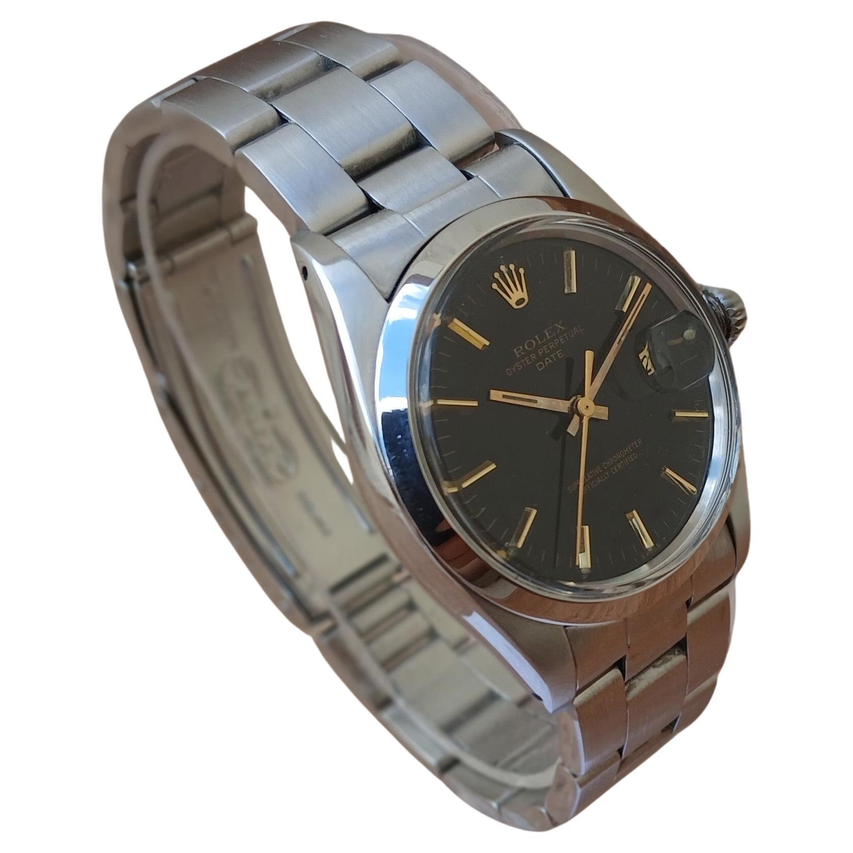 Reloj Rolex Oyster Perpetual Date 1500 Esfera Negra Automático Acero Hombre