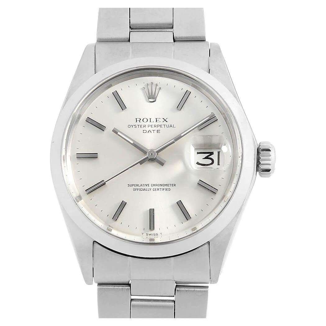 Rolex Oyster Perpetual Date 1500 Silver Bar No.25 Antique Men's Watch