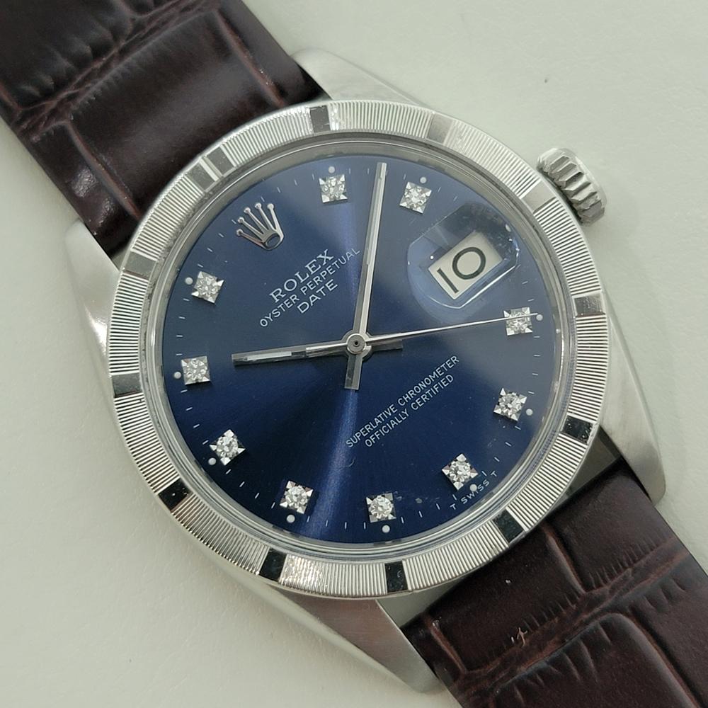 Rolex Oyster Perpetual Date 1501 Mens Diamond Dial Automatic 1960s RA598B im Zustand „Hervorragend“ im Angebot in Beverly Hills, CA