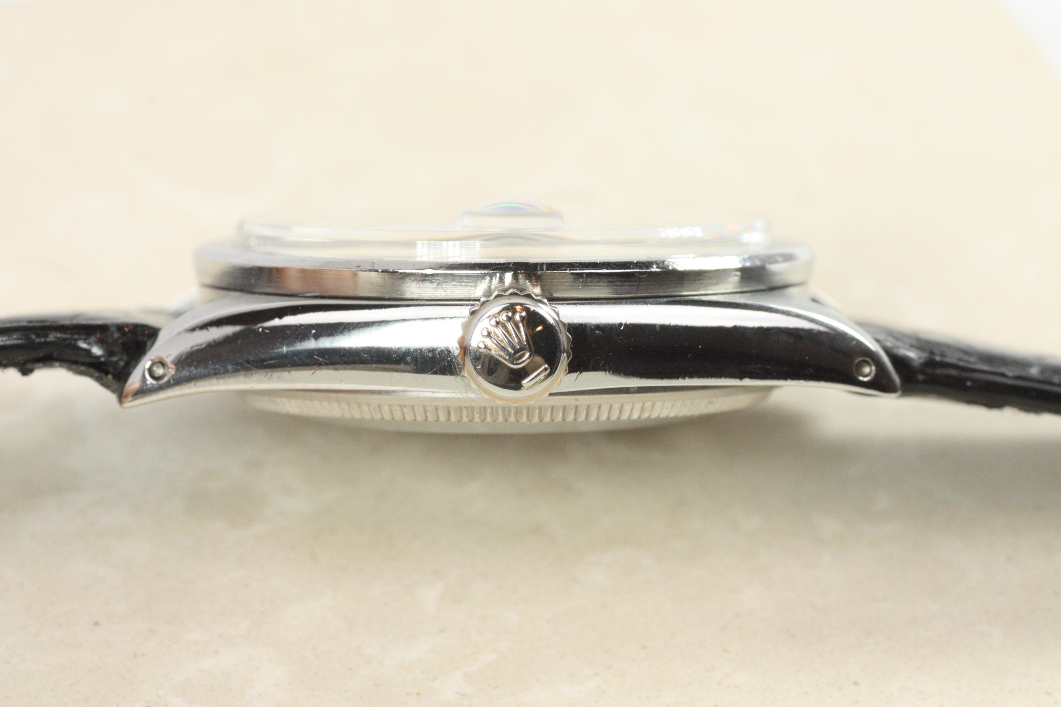 Rolex Oyster Perpetual Date 1501 Stainless Steel, Engine Turned Bezel c.1964 For Sale 1