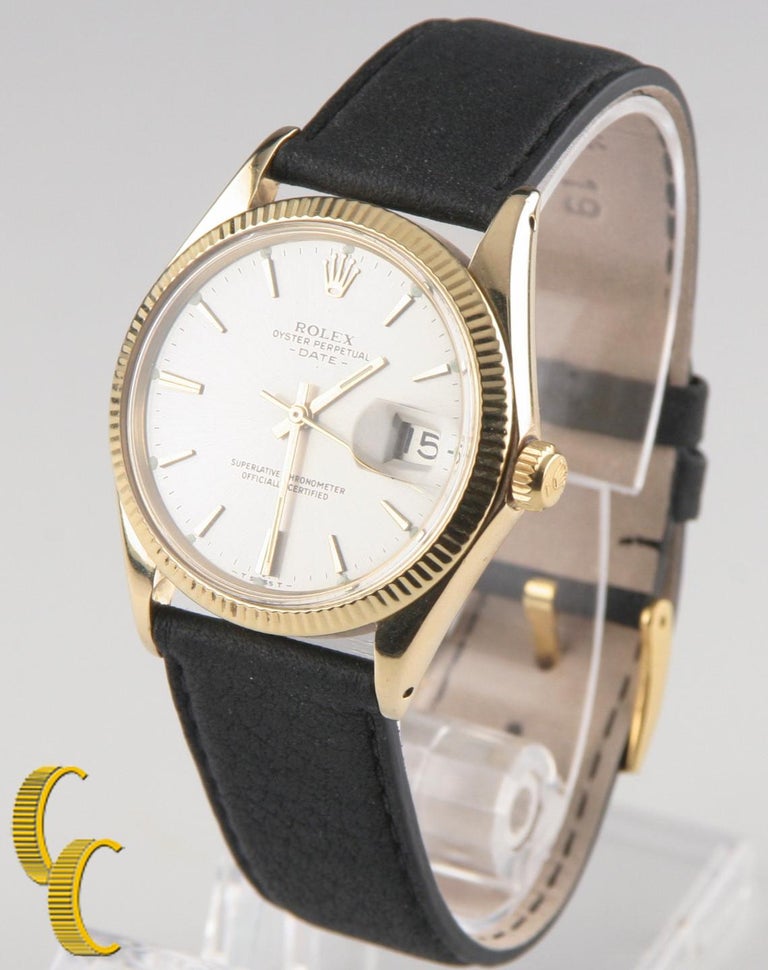 Rolex Oyster Perpetual Date 1503 14 Karat Gold with Leather Band Men's