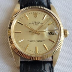 Rolex Oyster Perpetual Date 1503 34mm 14k Solid Gold Mens 1970s Automatic RA692