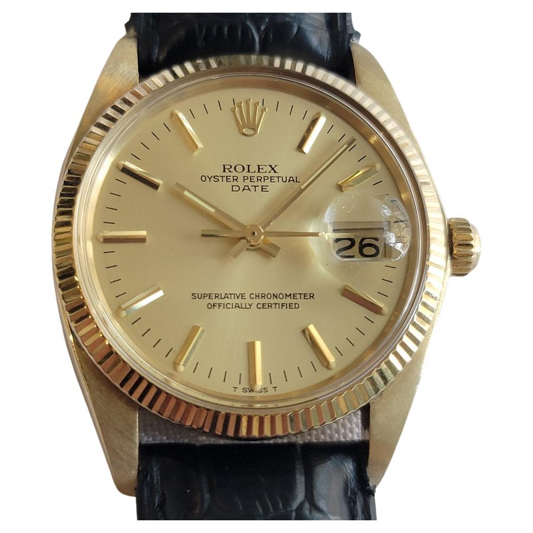 Rolex Oyster Perpetual Date 1503 34mm 14k Solid Gold Mens 1970s Automatic RA692