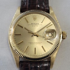 Rolex Oyster Perpetual Date 1503 35mm 14k Solid Gold Mens 1970s Automatic RA674