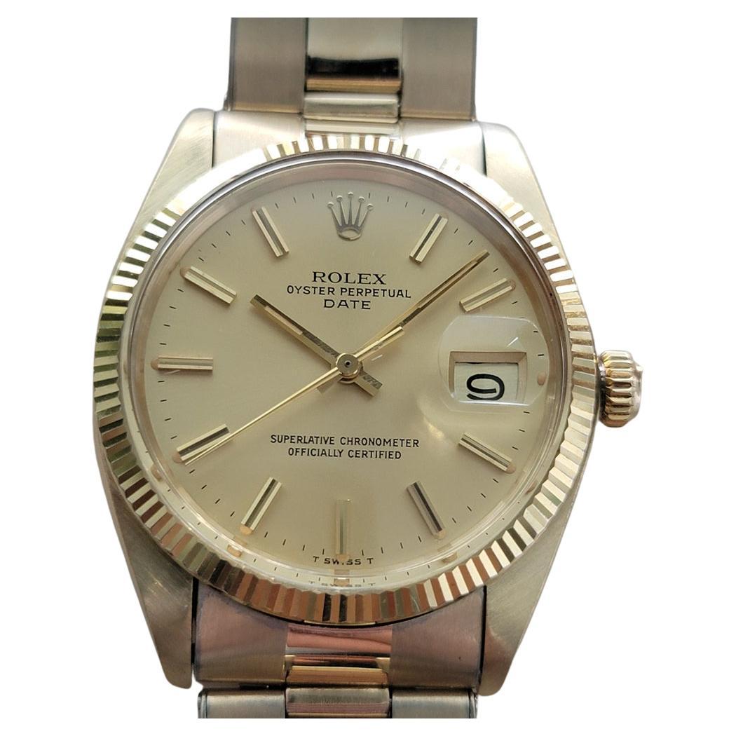 Rolex Oyster Perpetual Date 1503 35mm Mens 14k Solid Gold 1970s Automatic RA680