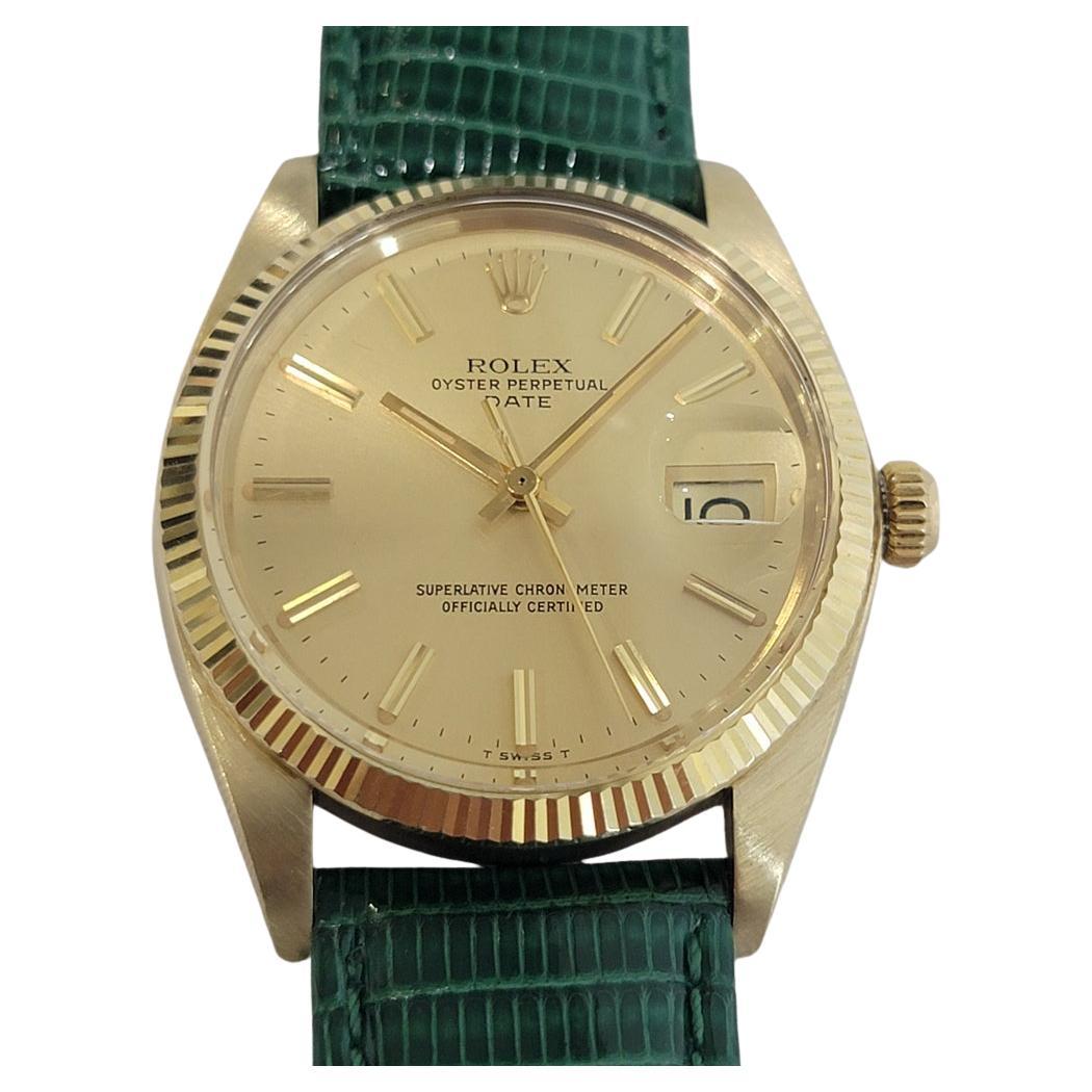 Rolex Oyster Perpetual Date 1503 35mm Mens 14k Solid Gold 1970s Automatic RA680B
