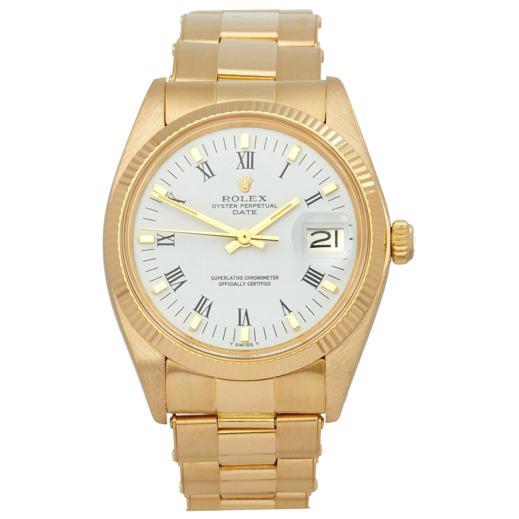 Rolex Oyster Perpetual Date 1503 Unisex Yellow Gold Watch
