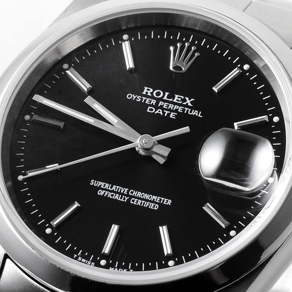 Rolex Oyster Perpetual Date 15200, Black Bar Dial, U Series, Used Men's In Good Condition In Holtsville, NY