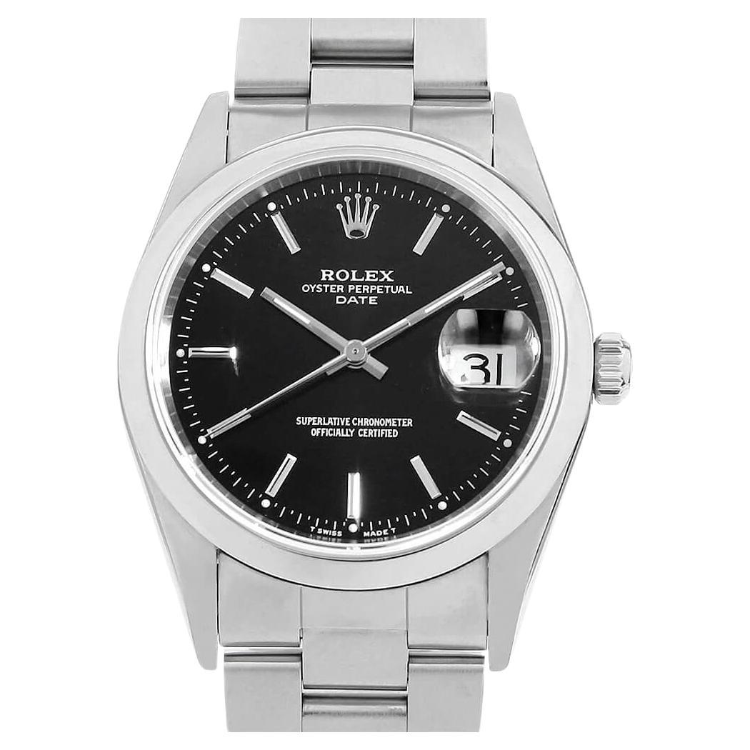 Rolex Oyster Perpetual Date 15200, cadran noir barré, série U, occasion Hommes