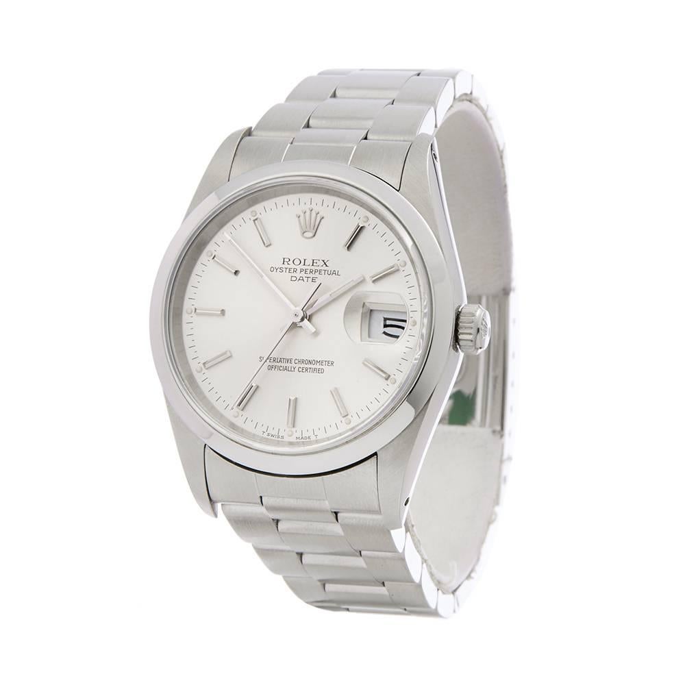 Ref: W4923
Manufacturer: Rolex
Model: Oyster Perpetual Date
Model Ref: 15200
Age: 14th May 1990
Gender: Unisex
Complete With: Xupes Presentation Box And Guarantee Only
Dial: Silver Baton
Glass: Sapphire Crystal
Movement: Automatic
Water Resistance: