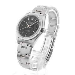 Rolex Oyster Perpetual Date 15210 Edelstahl-Herrenarmbanduhr mit schwarzem Zifferblatt