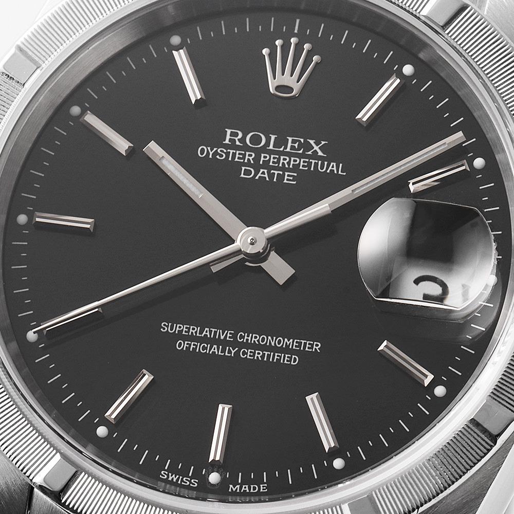 Rolex Oyster Perpetual Date 15210 Black Dial Stainless Men's Wristwatch 2