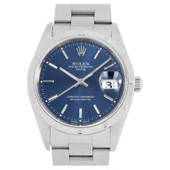 Rolex Oyster Perpetual Date 15210 Men's Blue Dial P-Series Pre-Owned Watch