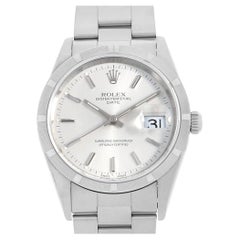 Rolex Oyster Perpetual Date 15210 Men's Silver Dial Watch - Pre-Owned No. A