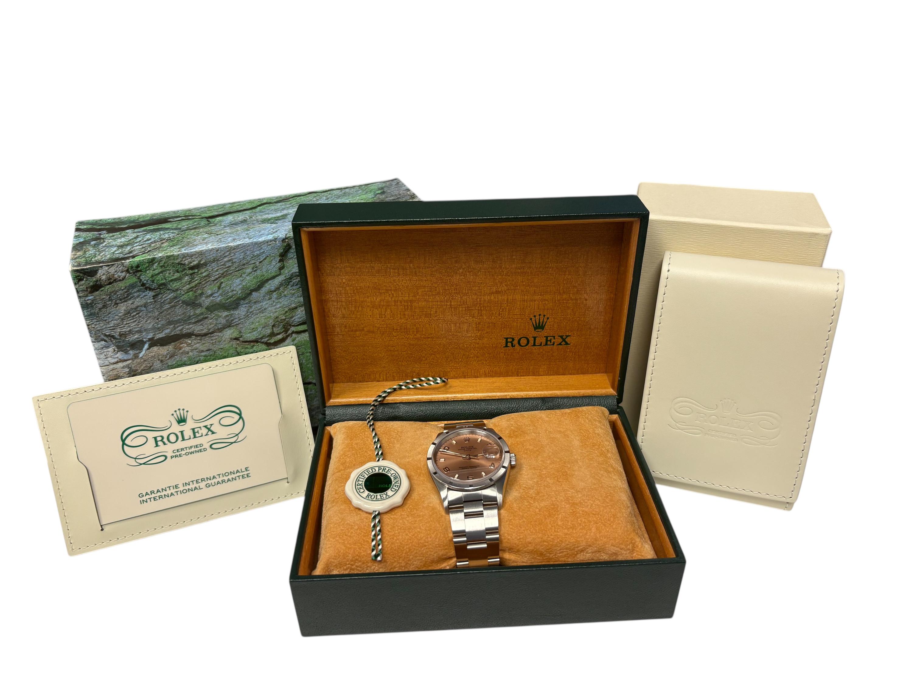 Rolex Oyster Perpetual Date 15210 Salmon Dial Stainless Steel 34mm Watch For Sale 12