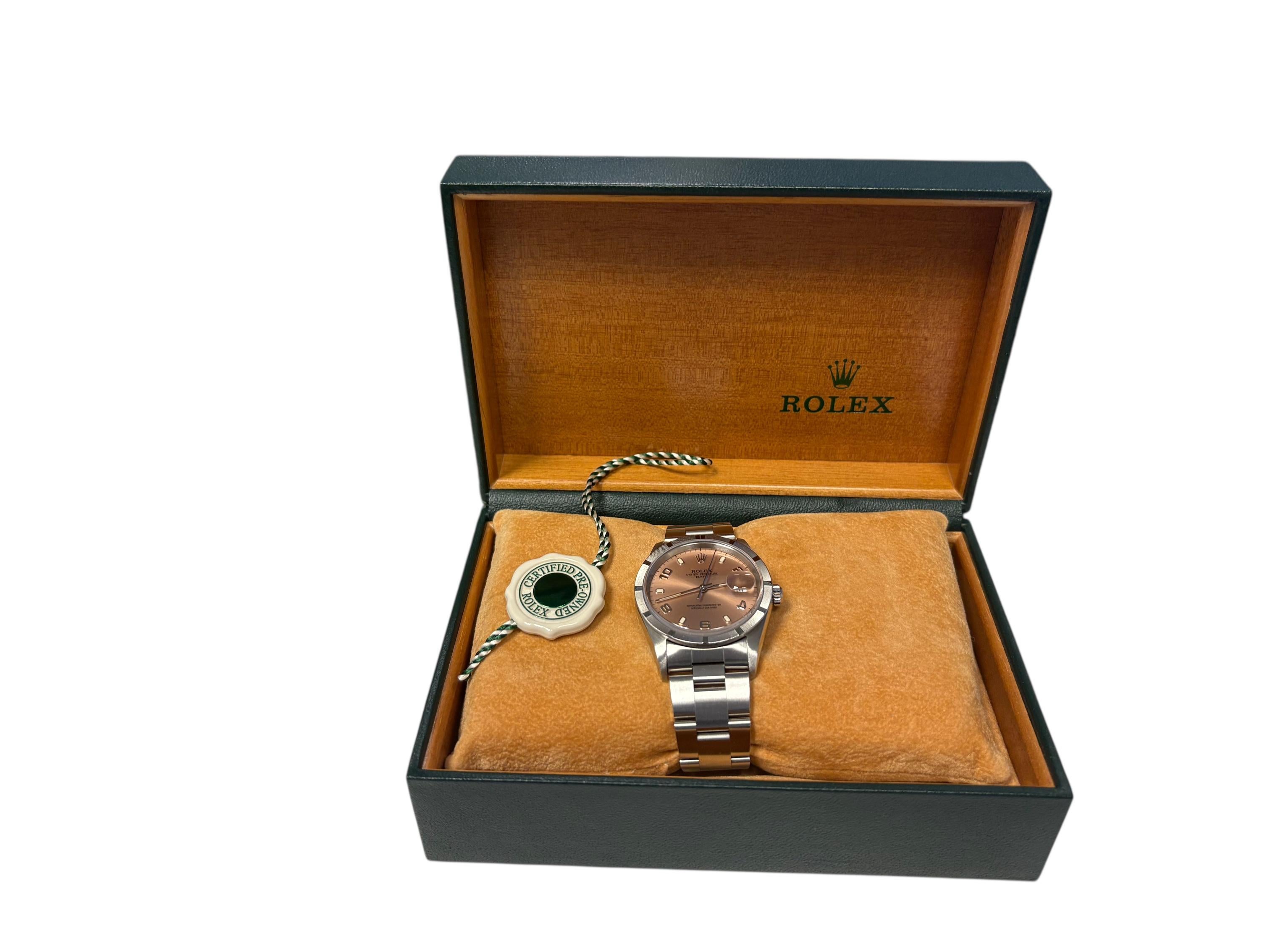 Rolex Oyster Perpetual Date 15210 Salmon Dial Stainless Steel 34mm Watch For Sale 13