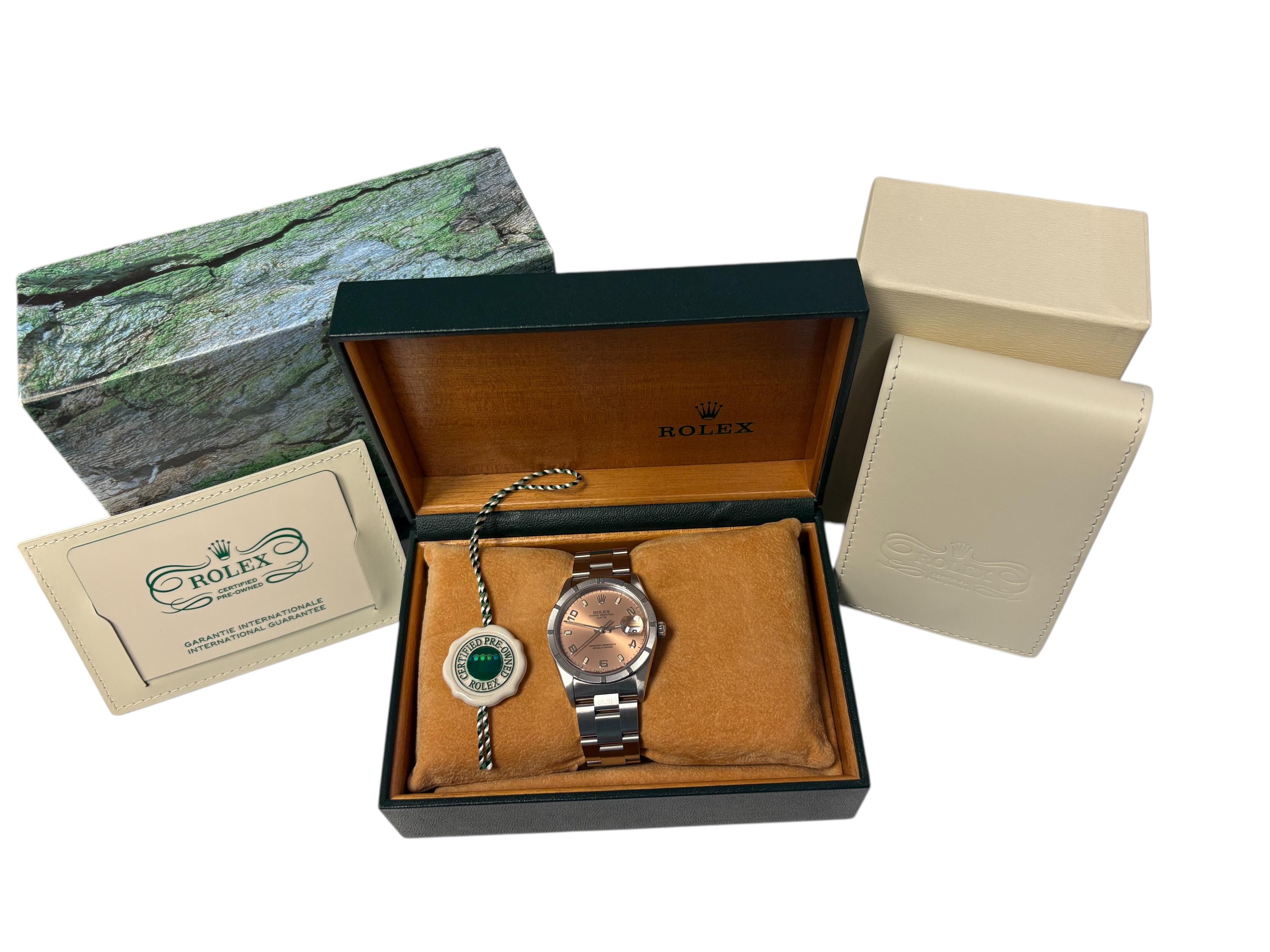 Rolex Oyster Perpetual Date 15210 Salmon Dial Stainless Steel 34mm Watch For Sale 14