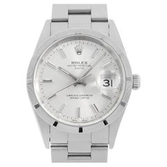 Vintage Rolex Oyster Perpetual Date 15210 Silver Dial A-Series Men's Watch - Pre-Owned