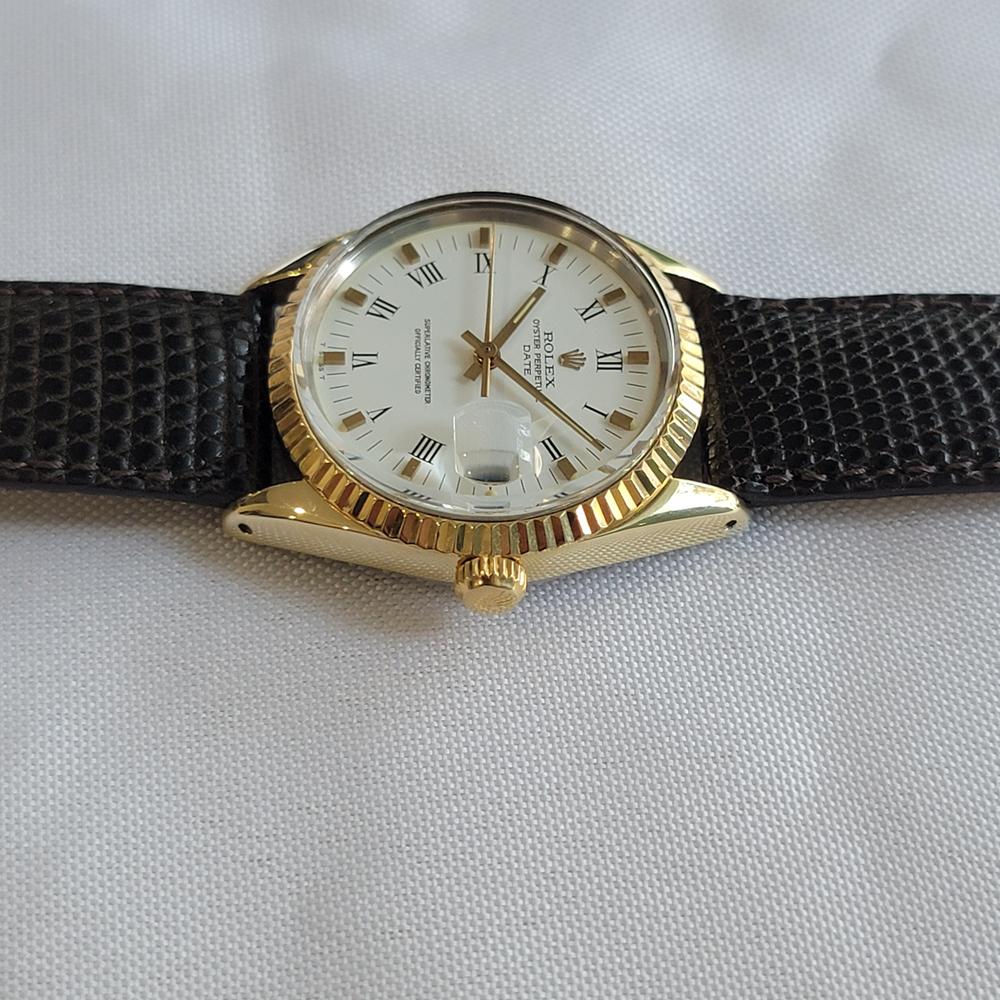 Rolex Oyster Perpetual Date 1550 18k Gold Bezel Mens 34mm 1970s Automatic RA710 en venta 1
