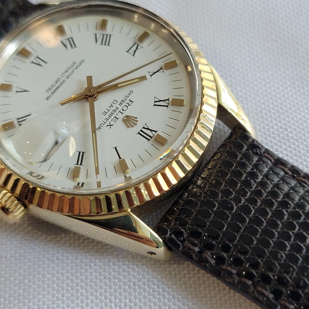 Rolex Oyster Perpetual Date 1550 18k Gold Bezel Mens 34mm 1970s Automatic RA710 en venta 2