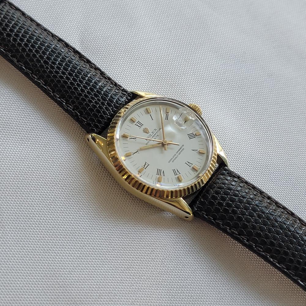 Rolex Oyster Perpetual Date 1550 18k Gold Bezel Mens 34mm 1970s Automatic RA710 en venta 3
