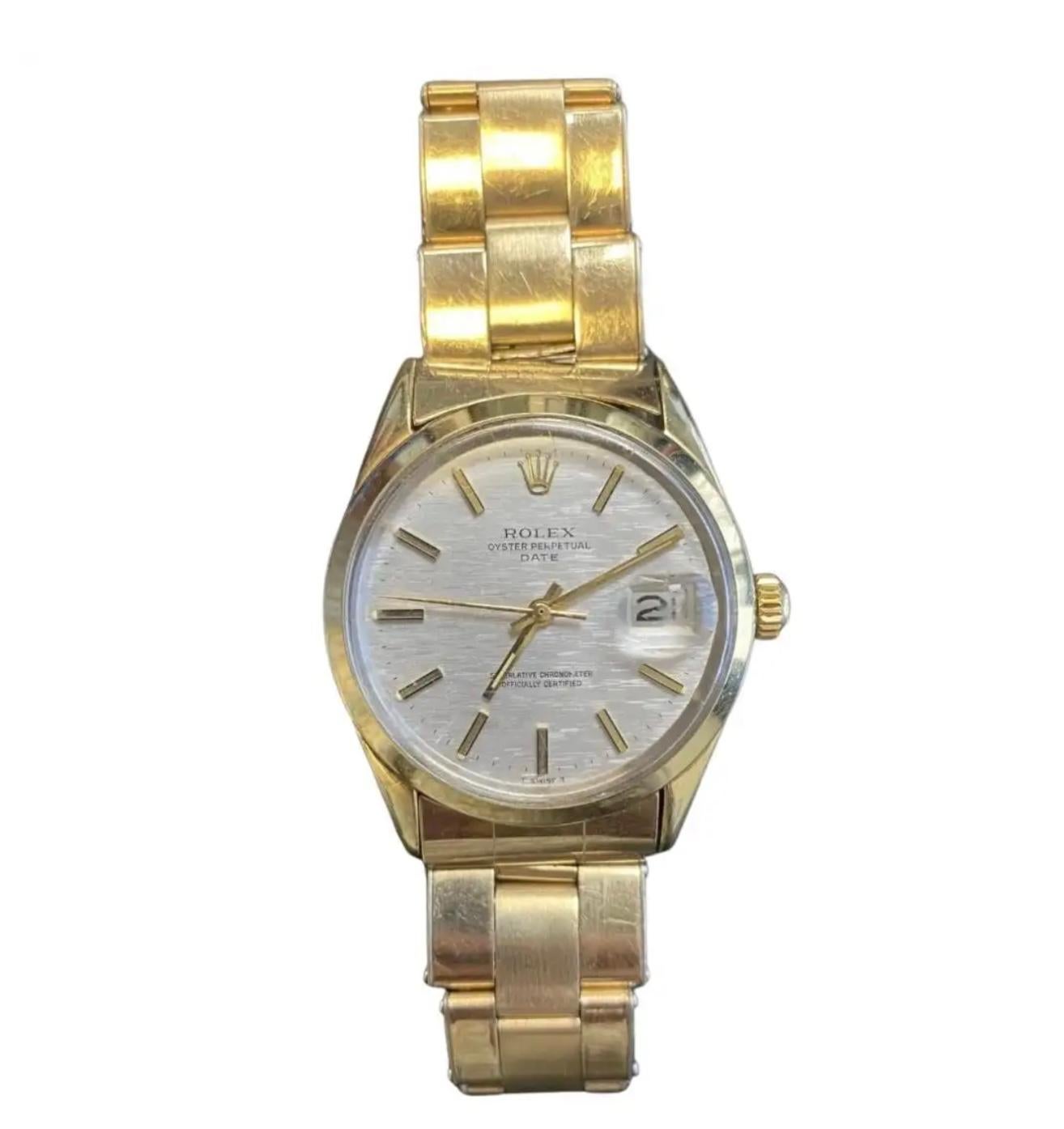 Rolex Oyster Perpetual Date 1550 Case Size Men's Watch In Good Condition In Bradenton, FL