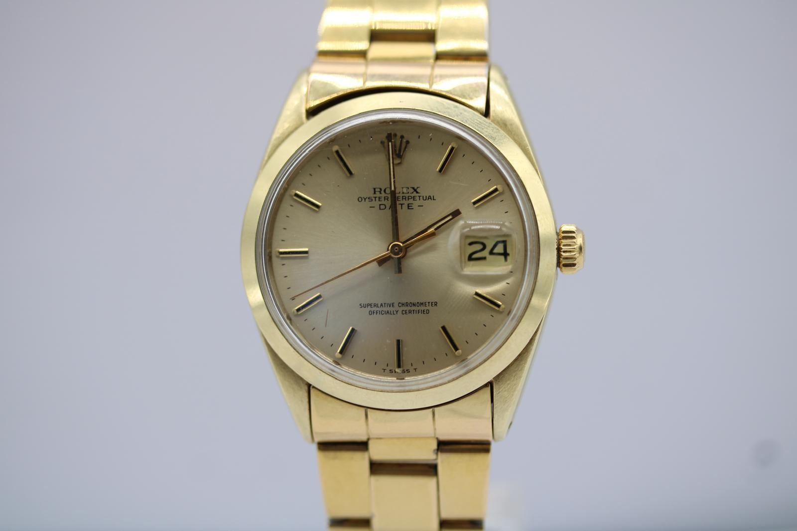 Rolex Oyster Perpetual Date 1550 Gold Plated – 1971 In Good Condition In London, GB