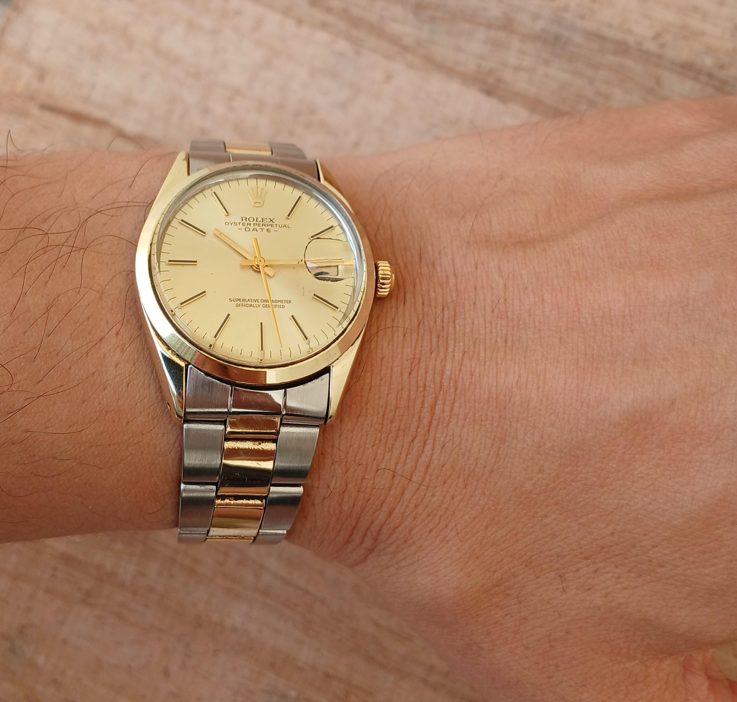 Rolex Oyster Perpetual Date 1550 Gold Shell 18K  Gold SS Two Tone Automatic 6