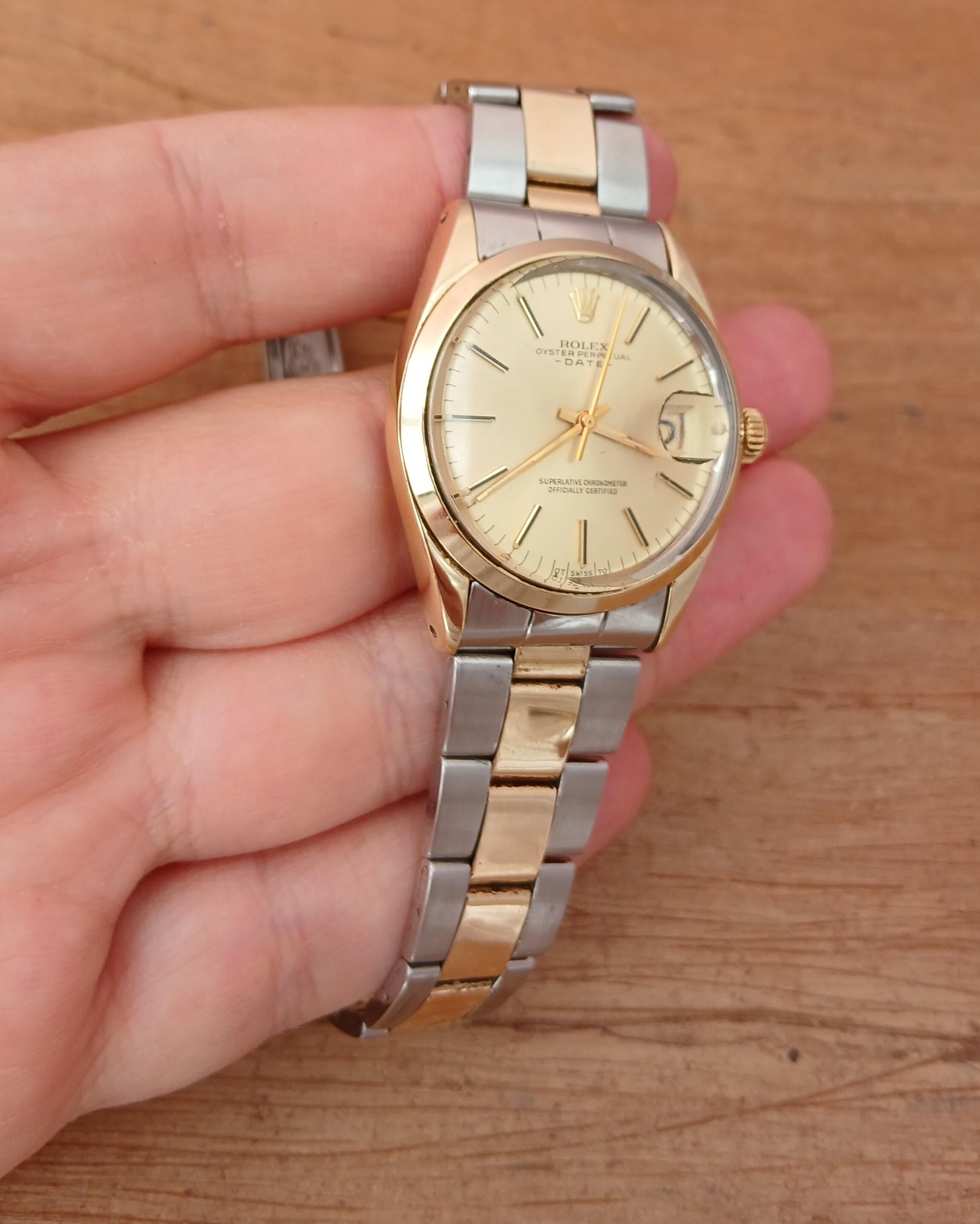 Rolex Oyster Perpetual Date 1550 Gold Shell 18K  Gold SS Two Tone Automatic 7