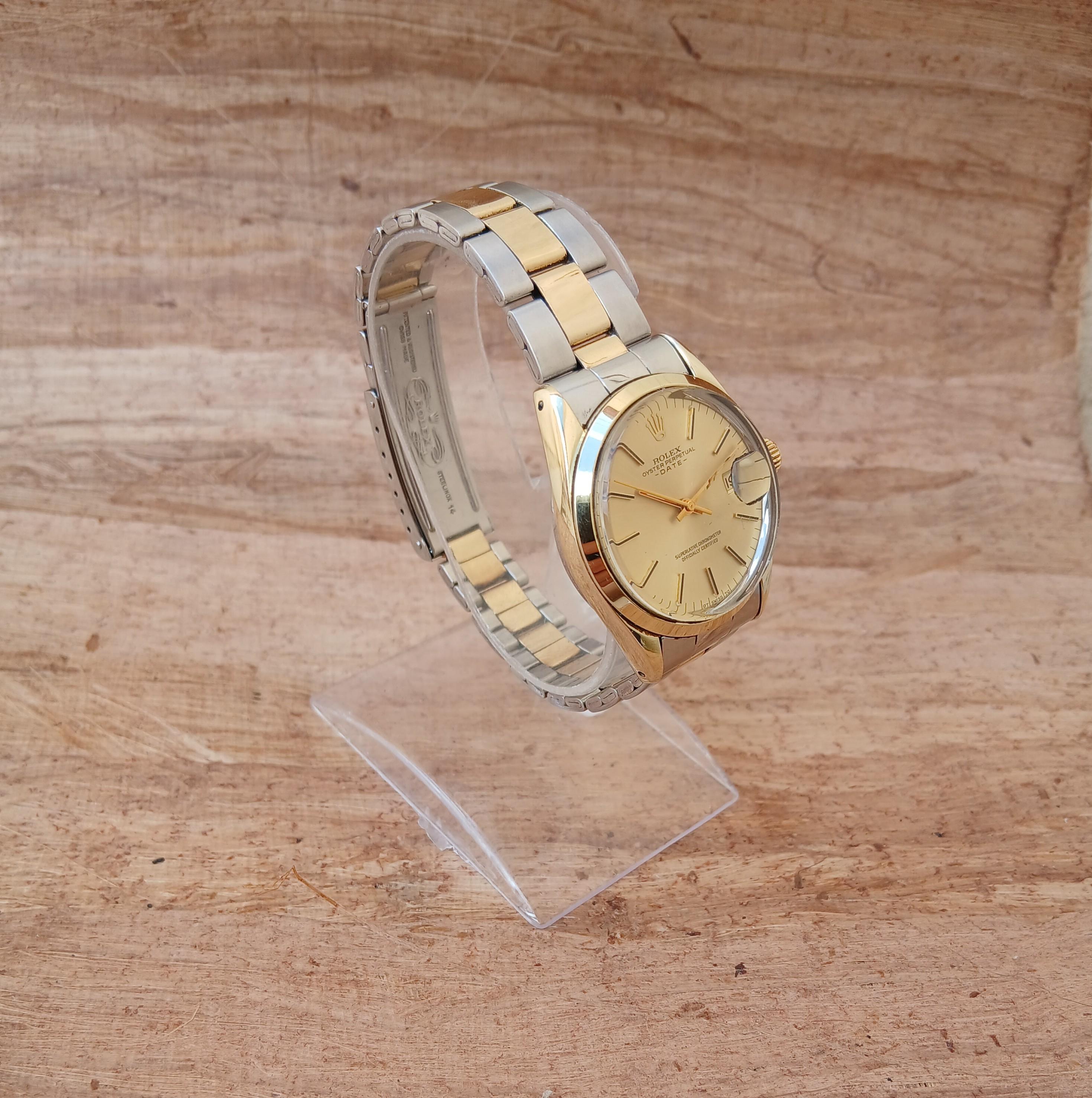 Rolex Oyster Perpetual Date 1550 Gold Shell 18K  Gold SS Two Tone Automatic 12