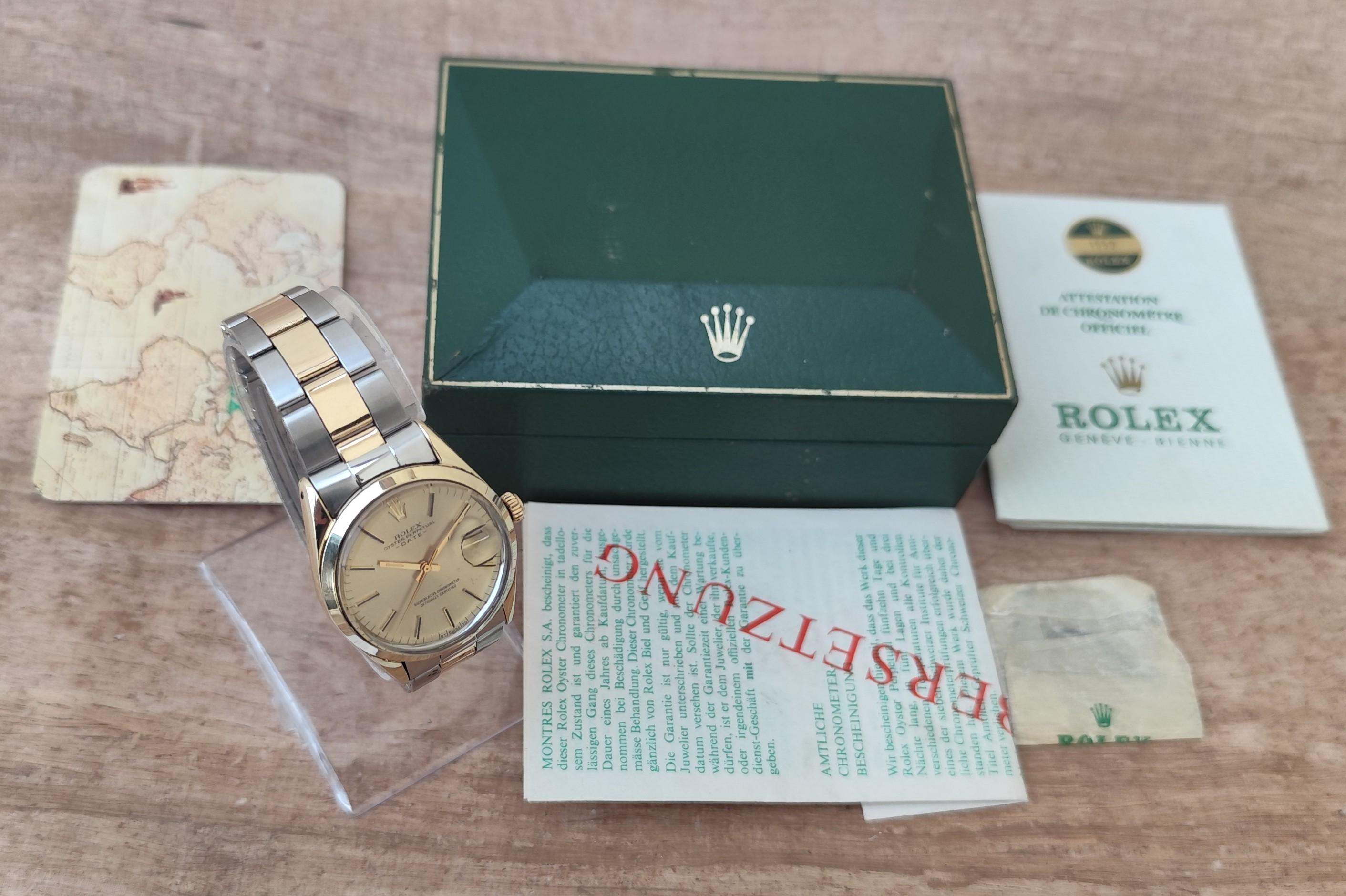 Brand: Rolex

Model: Oyster Perpetual Date

Reference Number: 1550

Country Of Manufacture: Switzerland

Movement: Automatic

Case Material: Stainless steel

Measurements : Case width: 34 mm. (without crown)

Band Type : Stainless steel

Band