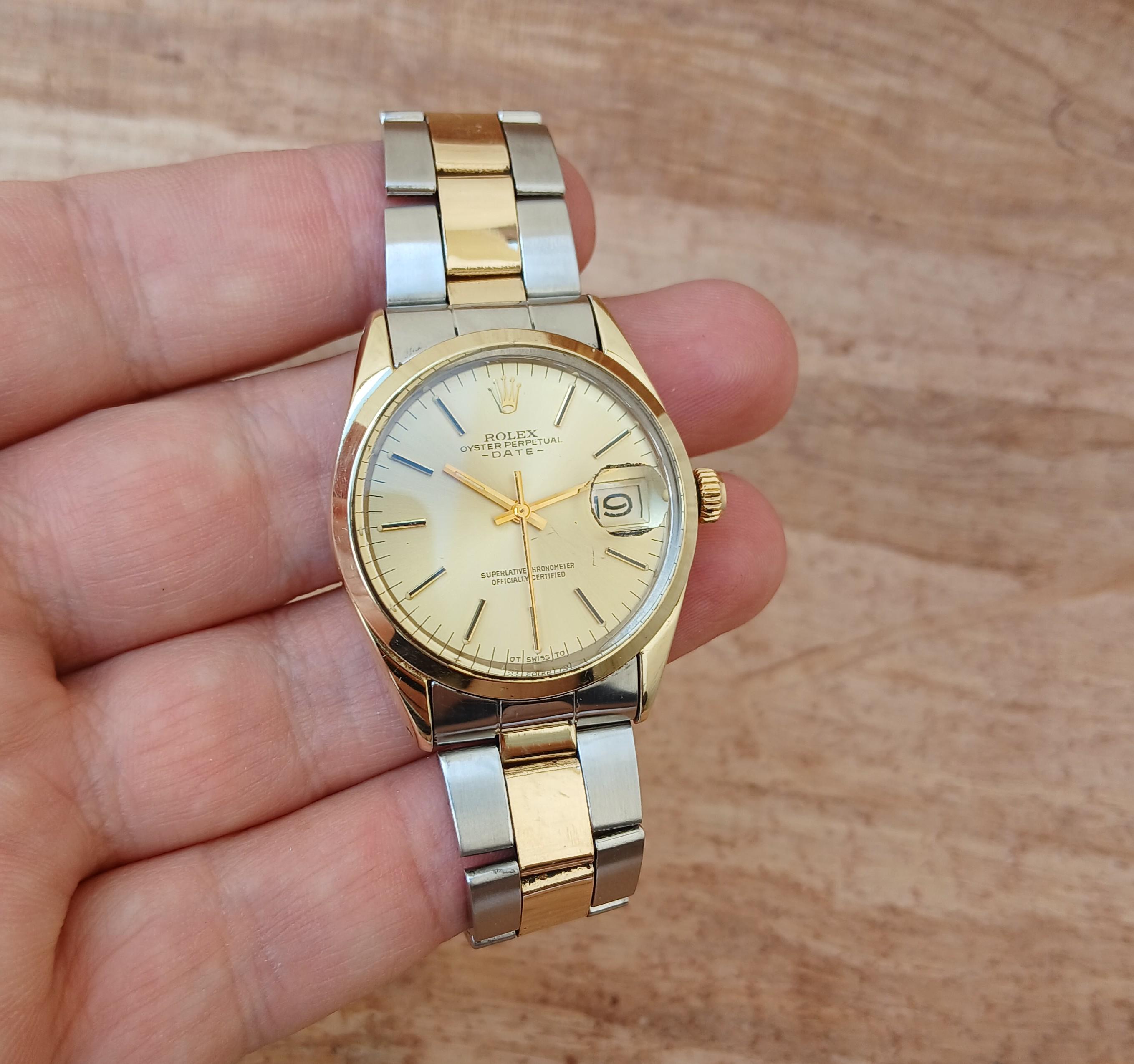 Rolex Oyster Perpetual Date 1550 Gold Shell 18K  Gold SS Two Tone Automatic 16