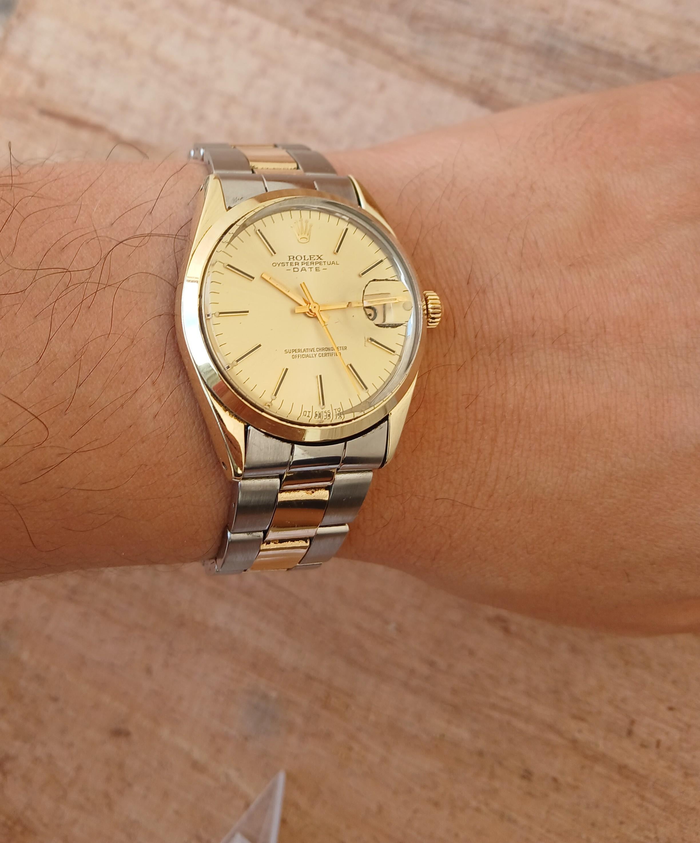 Rolex Oyster Perpetual Date 1550 Gold Shell 18K  Gold SS Two Tone Automatic 5
