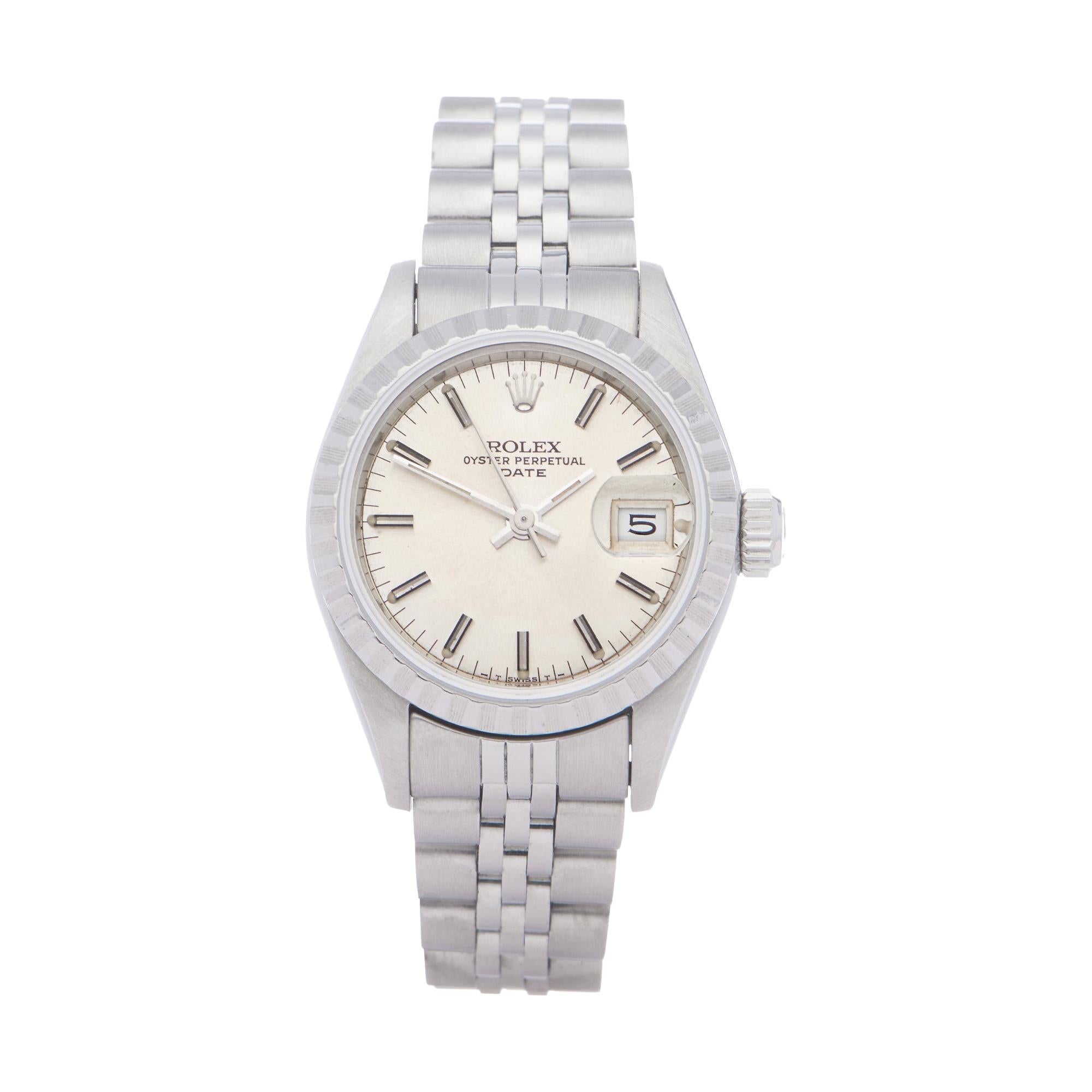 Rolex Oyster Perpetual Date 26 69240 Ladies White Gold & Stainless Steel 18K Wat