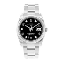 Rolex Oyster Perpetual Date 34 115234 Diamond Steel 18k White Gold Mens Watch