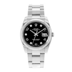 Rolex Oyster Perpetual Date 34 115234 Diamond Steel 18k White Gold Mens Watch