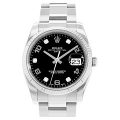 Rolex Oyster Perpetual Date 34 115234 Diamond Steel 18k White Gold Mens Watch