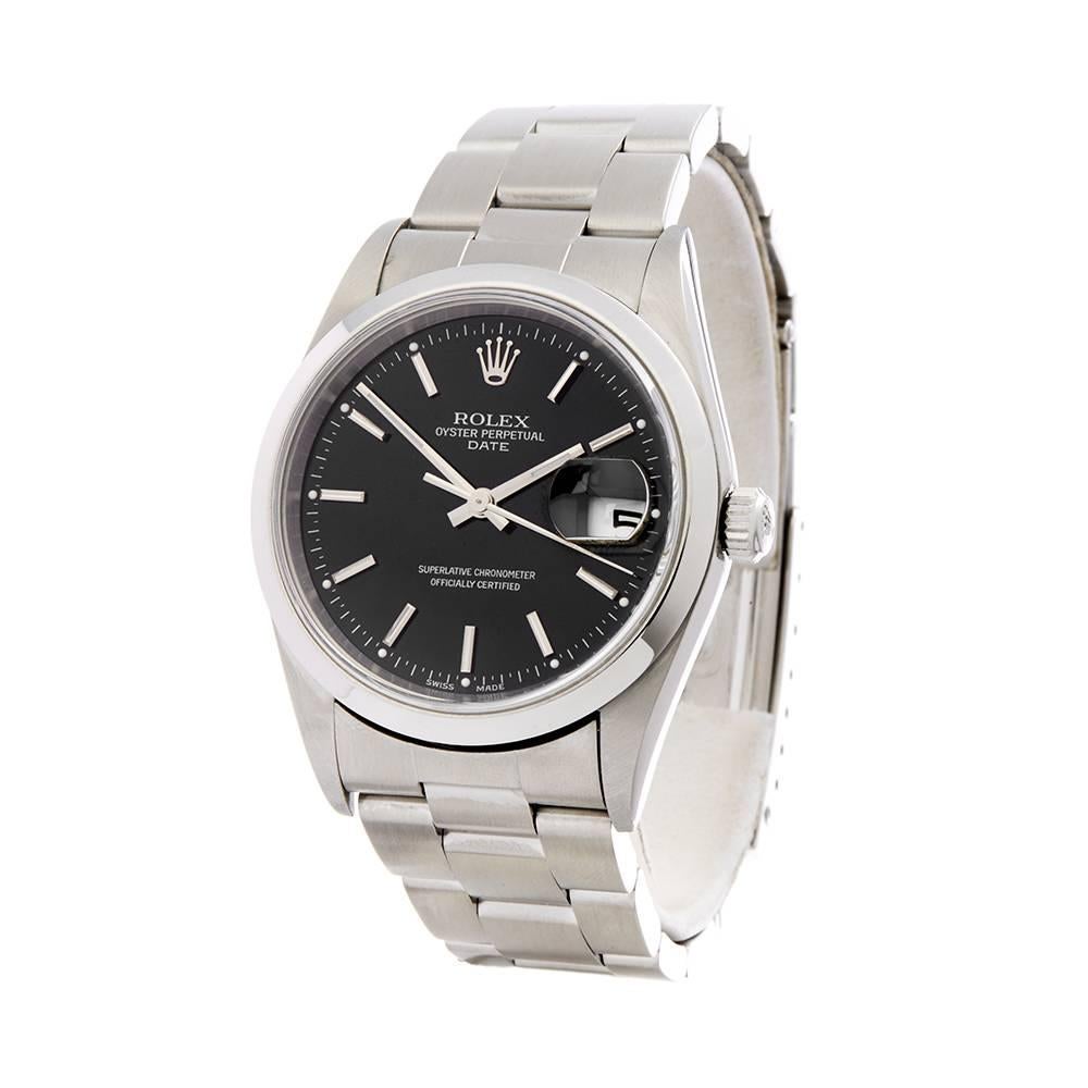 Ref: W4933
Manufacturer: Rolex
Model: Oyster Perpetual Date
Model Ref: 15200
Age: 
Gender: Unisex
Complete With: Xupes Presentation Box & Guarantee 
Dial: Black Baton
Glass: Sapphire Crystal
Movement: Automatic
Water Resistance: To Manufacturers