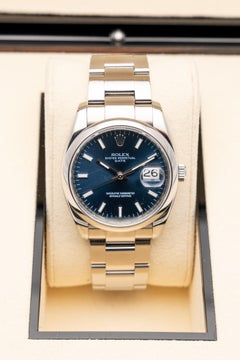 Rolex Oyster Perpetual Date 34 Blue Dial Steel Automatic Ref: 115200