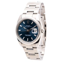 Used Rolex Oyster Perpetual Date 34 Blue Dial Steel Automatic Ref: 115200
