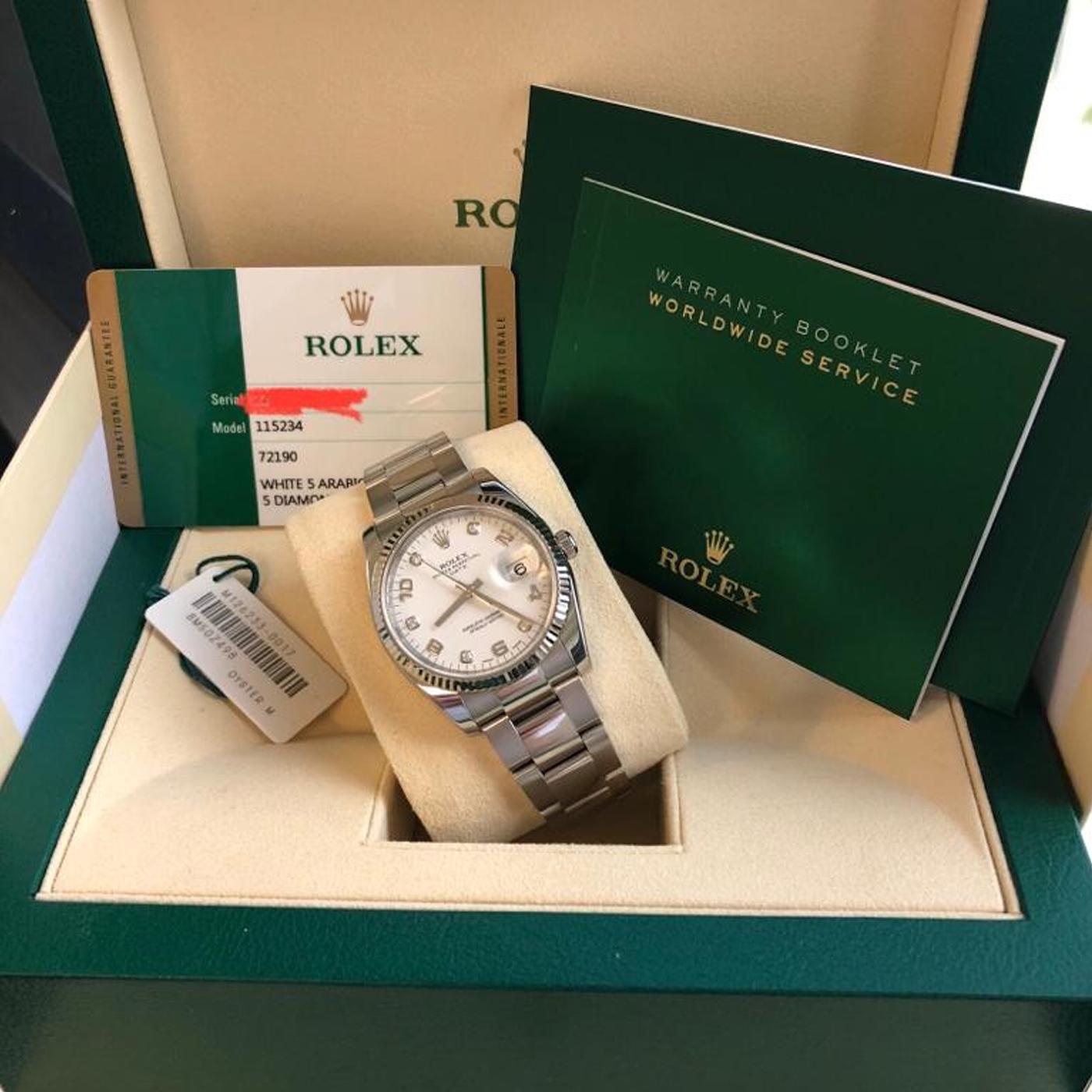 Rolex Oyster Perpetual Date 34 Stainless Steel 18k White Gold Oyster-Band 115234 For Sale 2