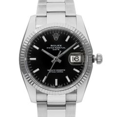 Rolex Oyster Perpetual Date 34mm 18k Weißgold Stahl Automatikuhr 115234