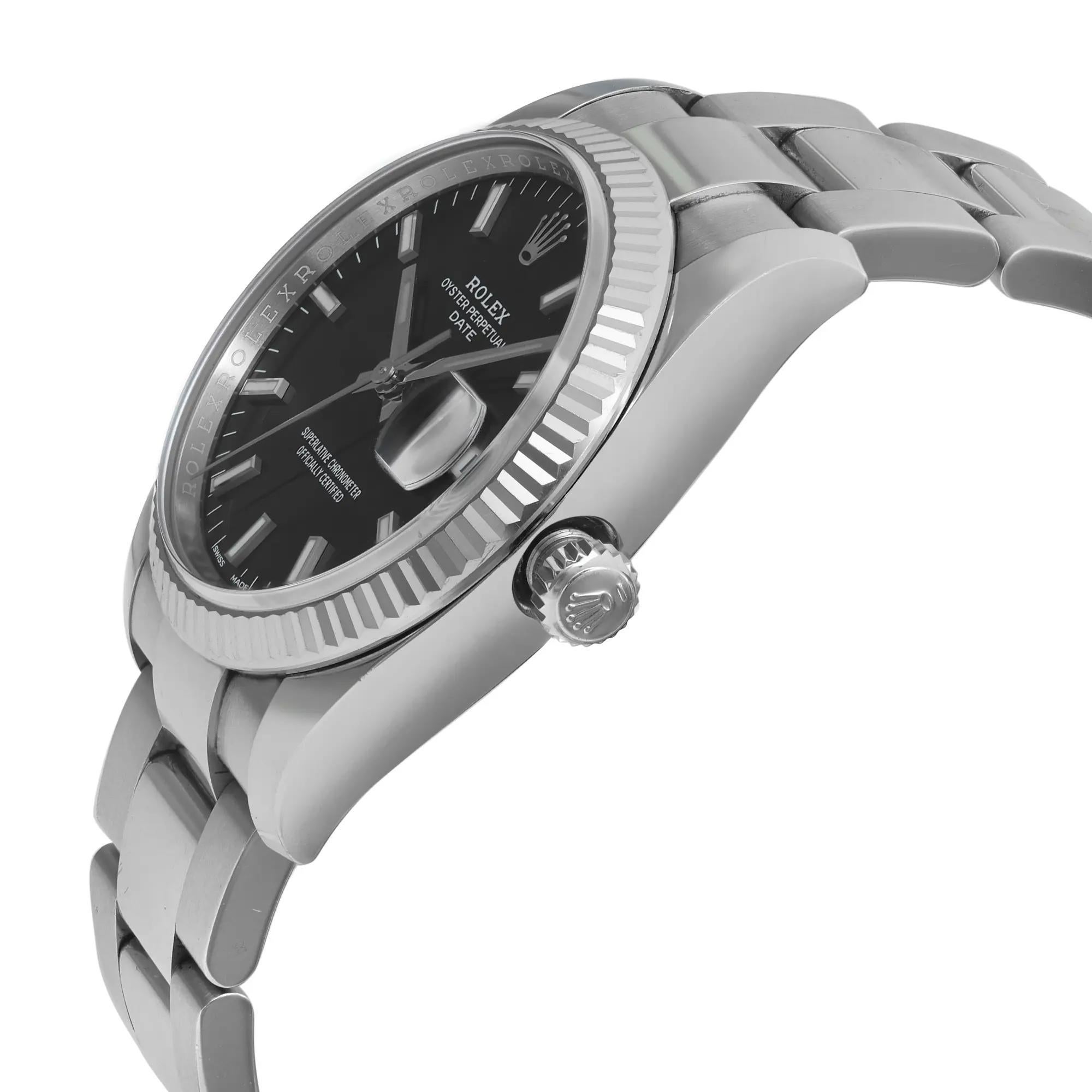 Rolex Oyster Perpetual Date 34 mm en or blanc 18 carats, montre automatique 115234 Excellent état - En vente à New York, NY