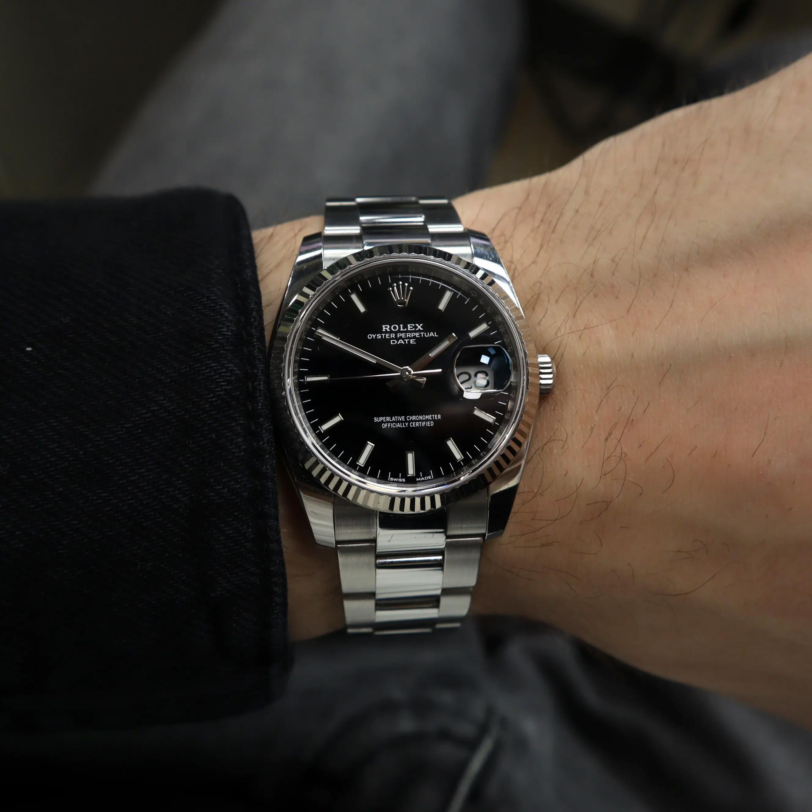 Rolex Oyster Perpetual Date 34 mm en or blanc 18 carats, montre automatique 115234 en vente 3