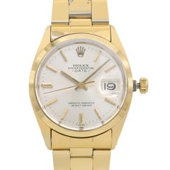 Rolex Oyster Perpetual Date Gold Plated Steel Silver Dial Mens Watch 1550