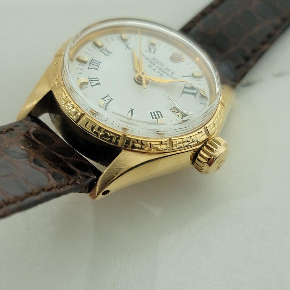 Rolex Oyster Perpetual Date 6531 18k Gold 25mm Ladies Automatic 1960s RA533 For Sale 8